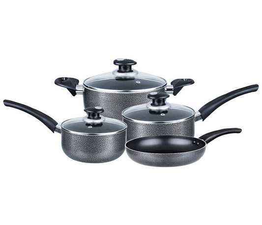 BRENTWOOD 7PCS ALUMINIUM NON-STICK COOKWARE SET BLACK