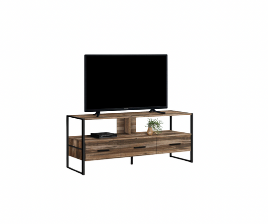 48” Brown Reclaimed Black Metal TV Stand - 2619