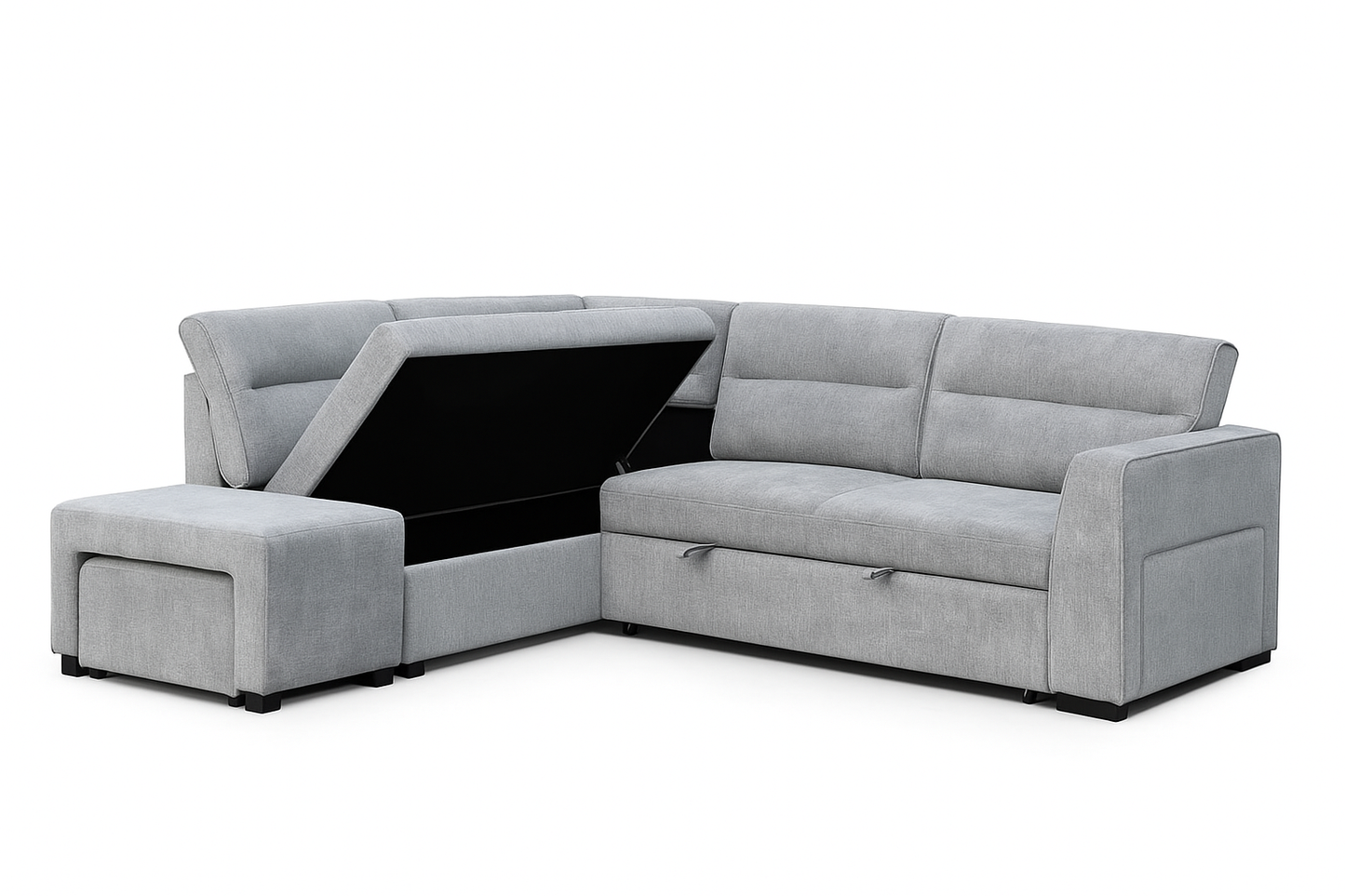 3 Pieces Pull Out Sofa with Ottoman