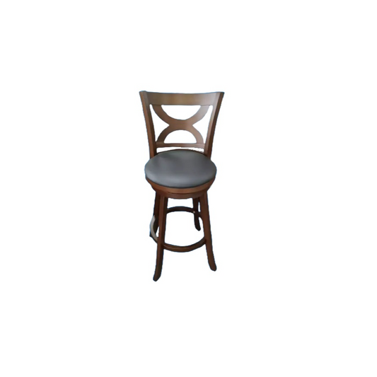 AMSTEL 29" TEAK BARSTOOL WITH LEATHER SWIVEL SEAT