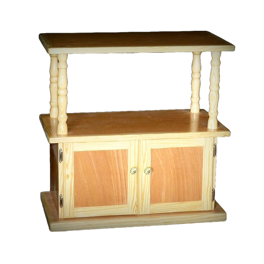 32" 3 SHELF SPACE SAVER WITH CUPBOARD WHITE PINE WOOD & PLY WOOD