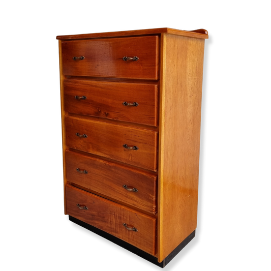 5 DRAWER TALL CHEST OF DRAWERS NO MIRROR CEDAR AND PLY