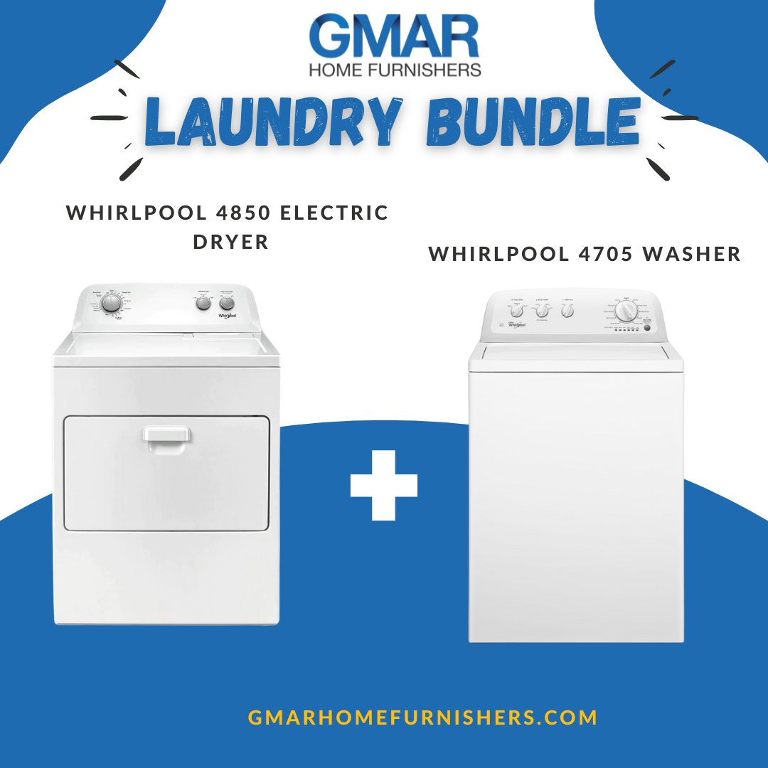 LAUNDRY BUNDLE:WHIRLPOOL WASHER AND DRYER