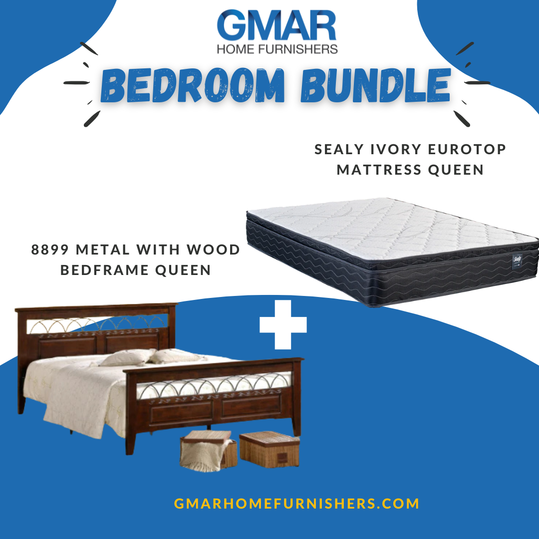 BEDROOM BUNDLE: QUEEN METAL FRAME BED AND SEALY MATTRESS