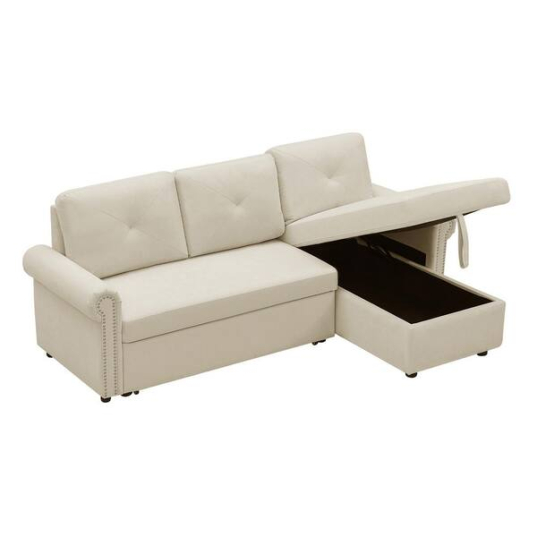 CONVERTIBLE BEIGE PULLOUT SOFA 18564 2